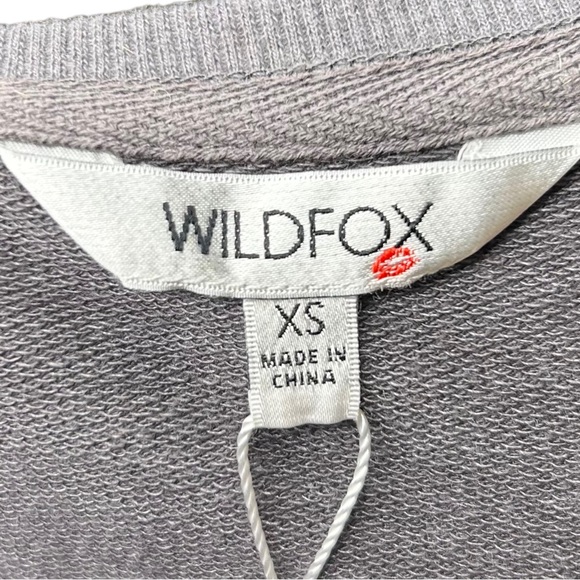 Wildfox Statement Sweatshirt Easy Does It XS Split Sides Charcoal Gray Rainbow - Picture 8 of 11